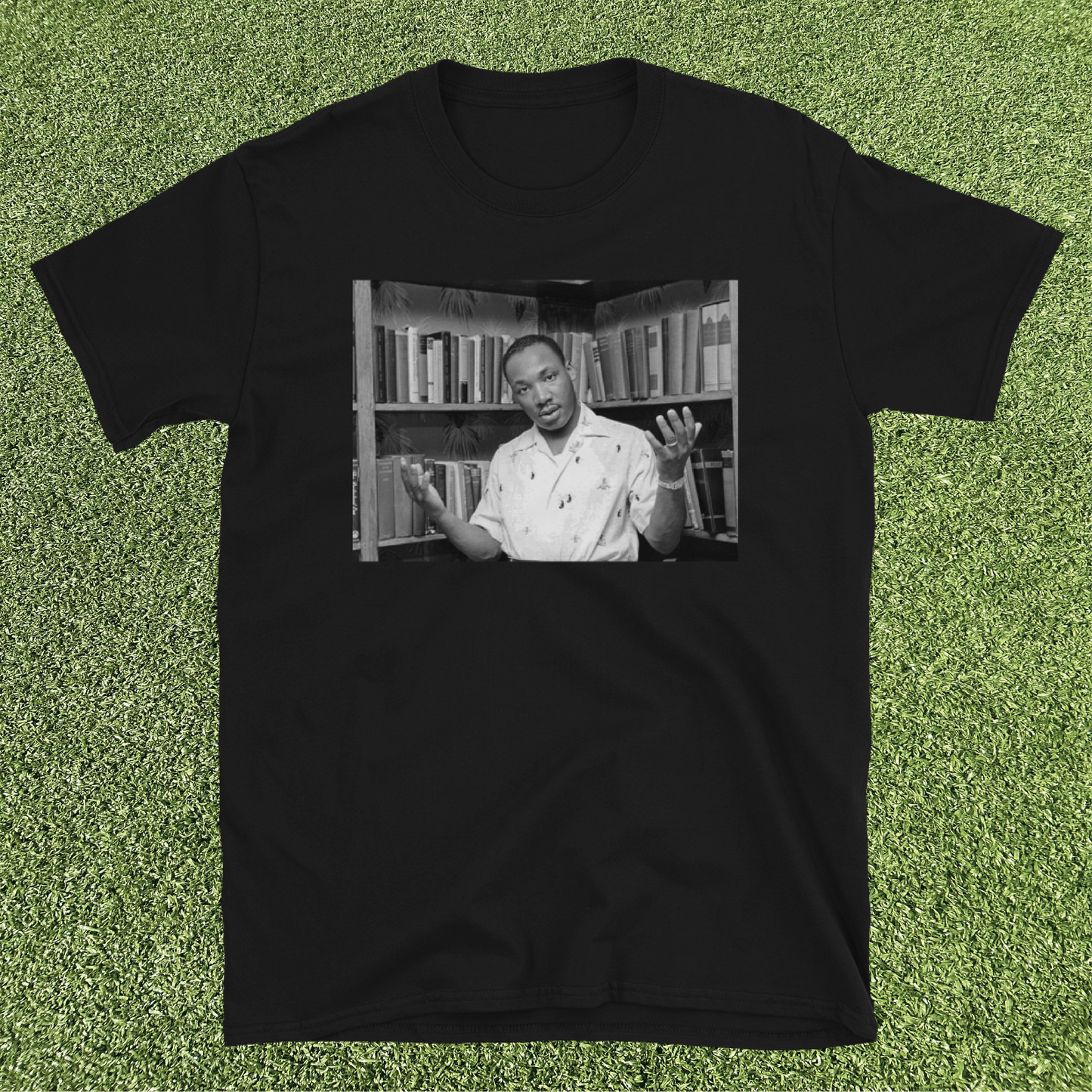 MLK WASSUP T-SHIRT (BLACK/NEWSPAPER)